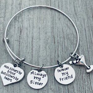 Friend Bracelet- Not Sisters By Blood But Sisters By Heart Jewelry- Cocktail